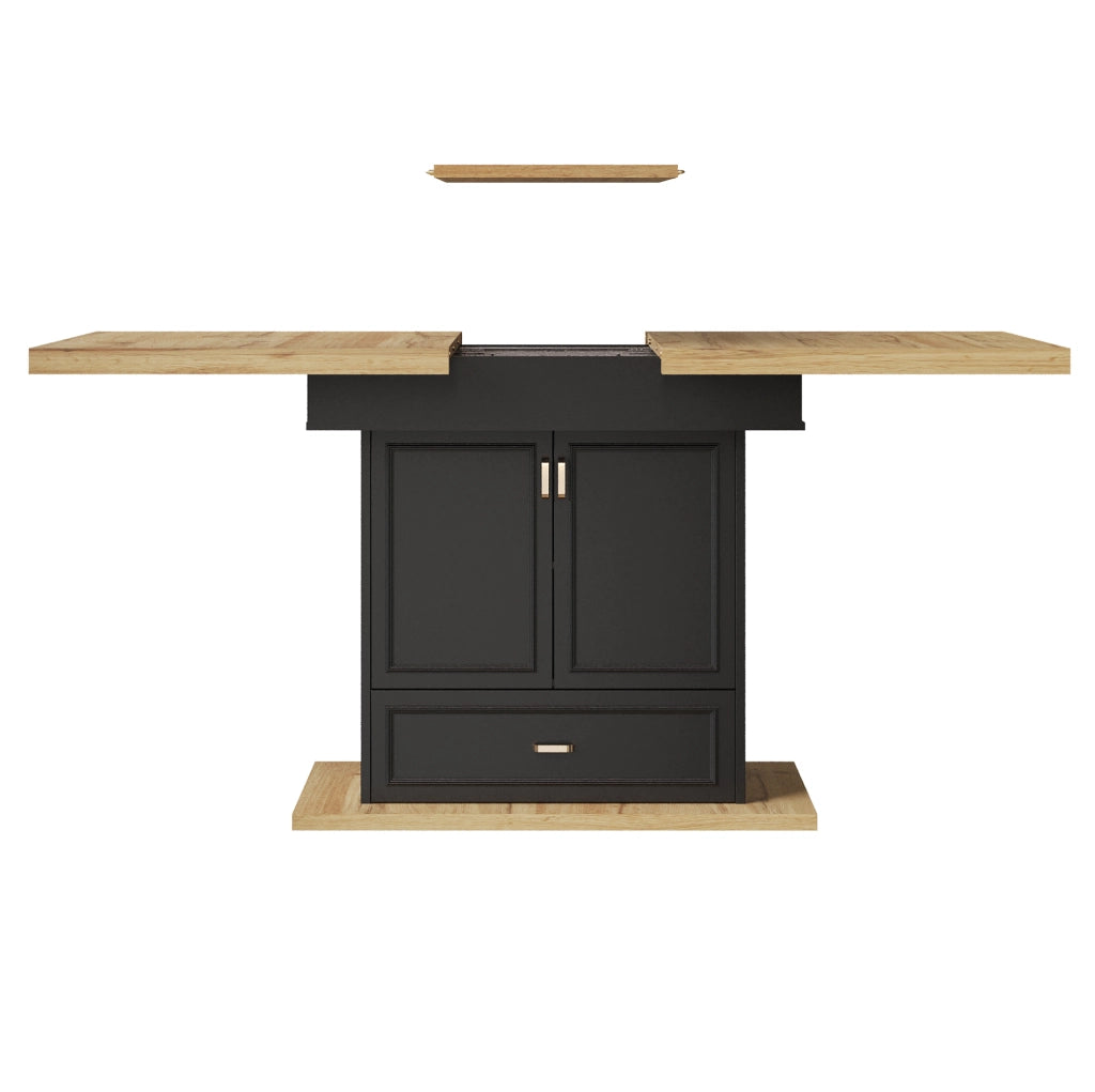 Tavolo da pranzo 110x80x75 cm estensibile con vano contenitore in MDF e metallo naturale