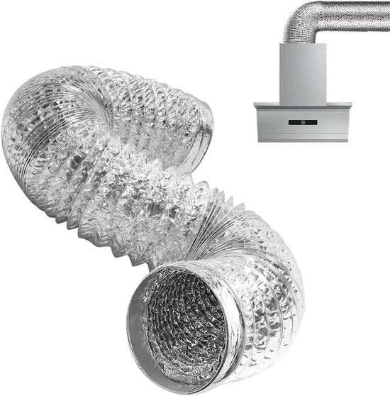Slango di scarico Premium - Diametro 100 mm - Tubo in alluminio - Lunghezza 2 metri - Ventilatore di scarico Cucina/Bagno - Idrocultura - Inclusi 2 bulloni di fissaggio