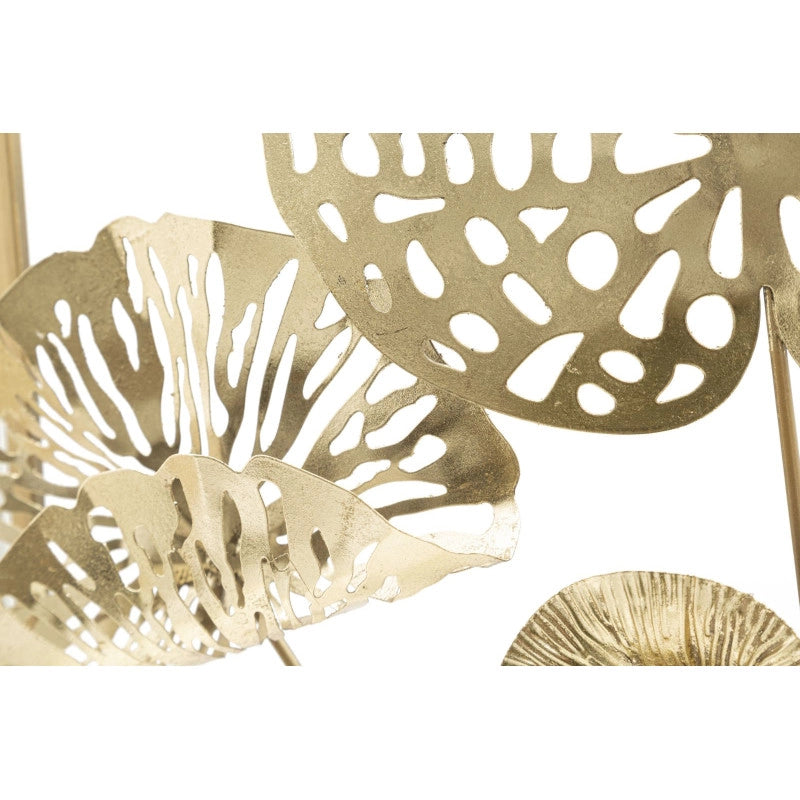 Pannello In Ferro Gold Flowers cm 50x5x50