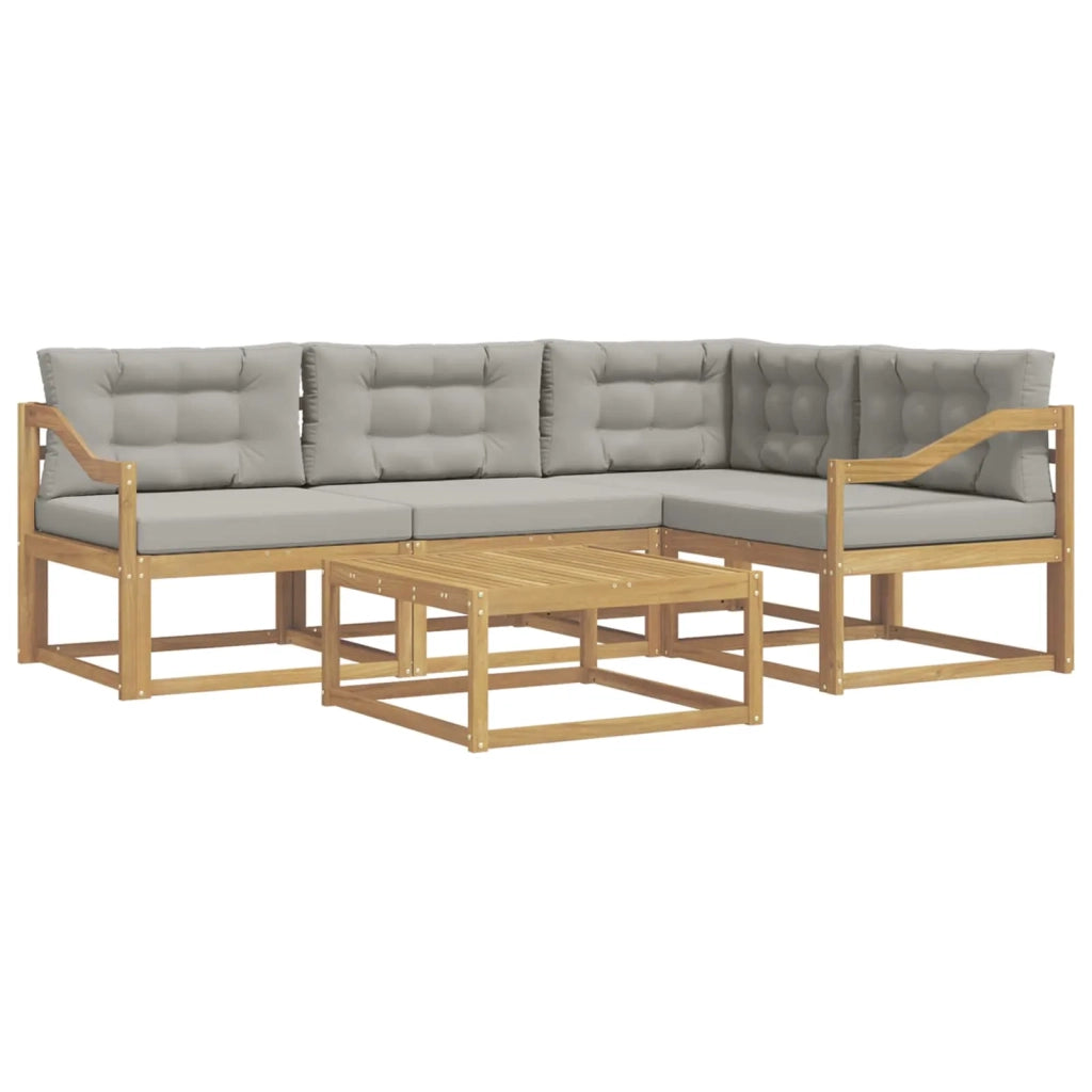 Set di divani da esterno 5 pz Bianco e Grigio Chiaro Poliestere 3386425