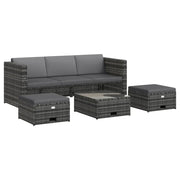 Set Divani da Giardino 4 pz | Set Salotto da Giardino con Cuscini in Polyrattan Grigio