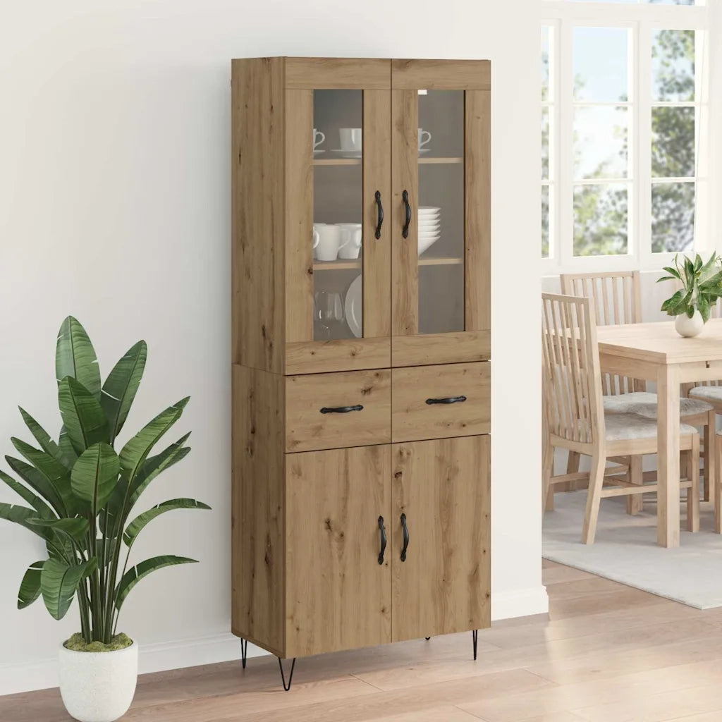 Credenza | Madia | Buffet da pranzo | Armadio da pranzo Rovere artigianale 69,5 x 34 x 90 cm Legno multistrato