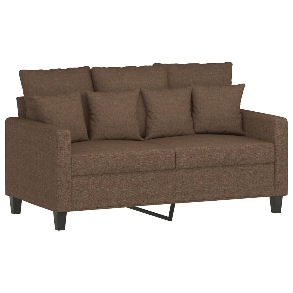 Set di Divani 2 pz con Cuscini Marrone in Tessuto