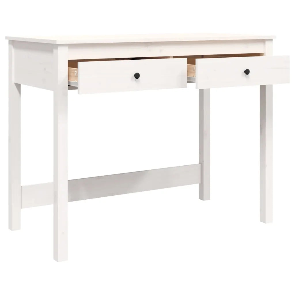 Scrivania con Cassetti-Scrivanie per ufficio e studio Bianca 100x50x78 cm Legno Massello Pino