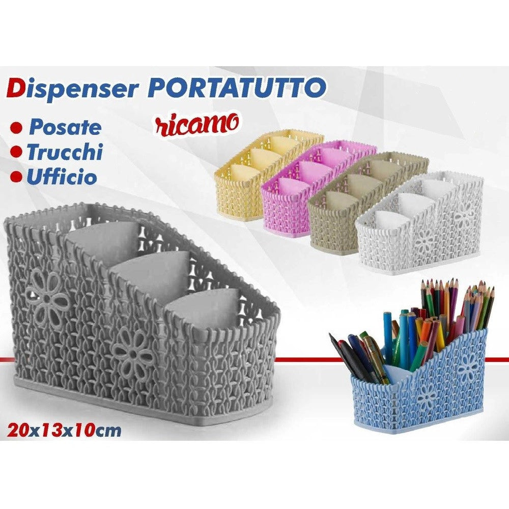 Trade Shop - Dispenser Portatutto Organizer Ricamo Milleusi Posate Trucchi Ufficio Colorato -