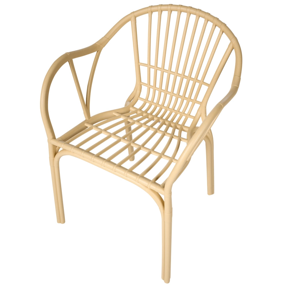 Set di 4 sedie da giardino beige in polipropilene leggero resistente alle intemperie in plastica per interni e per esterni moderno