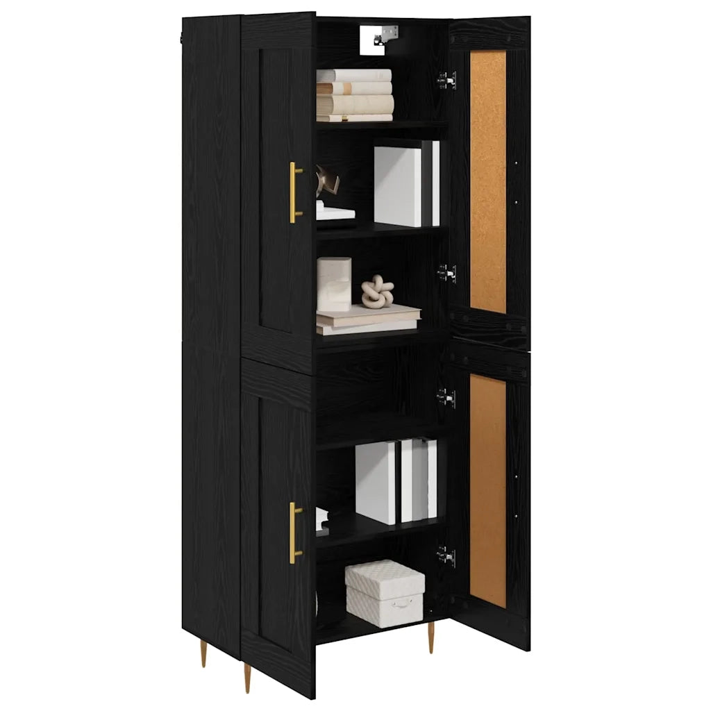Credenza | Madia | Buffet da pranzo | Armadio da pranzo Rovere Nero 69,5 x 34 x 180 cm Legno multistrato