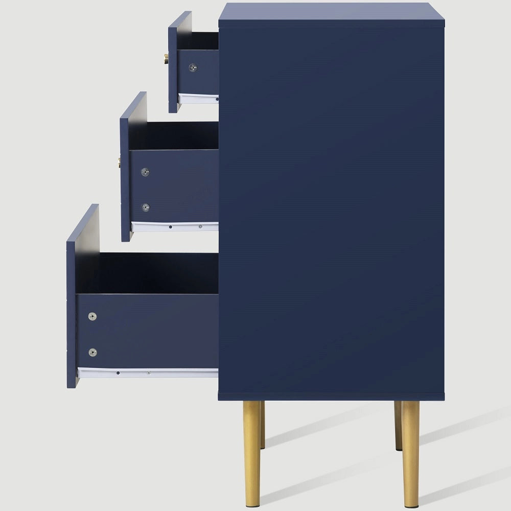 Table basse commode 3 cassetti per camera da letto - Xylo - Blu navy