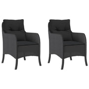 Sedie da Giardino con Cuscini 2 pz | Sedie da Esterno Nere in Polyrattan