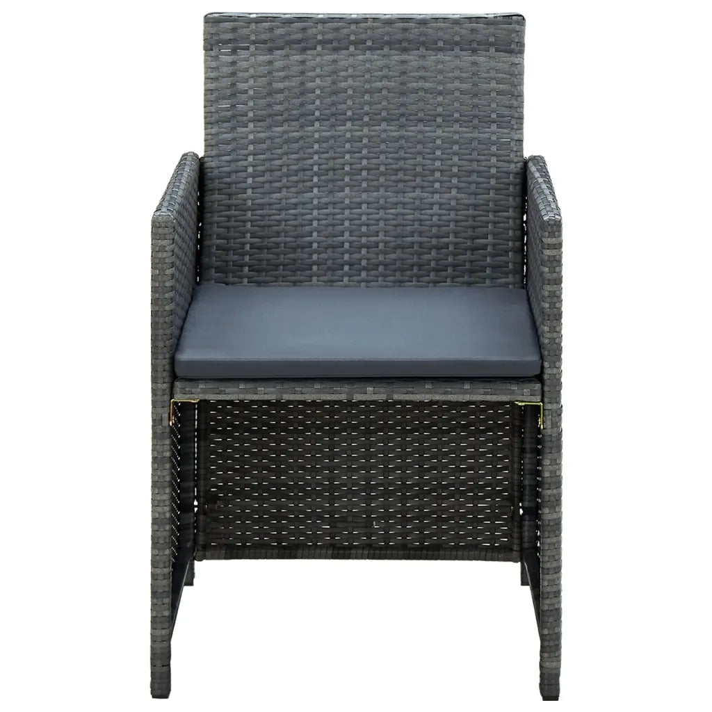 Set Divani da Giardino 4 pz con Cuscini in Polyrattan Grigio