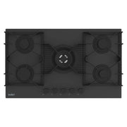 Piano cottura gas 5 fuochi 90 cm vetro temperato satinato nero opaco Samet Zacinto90