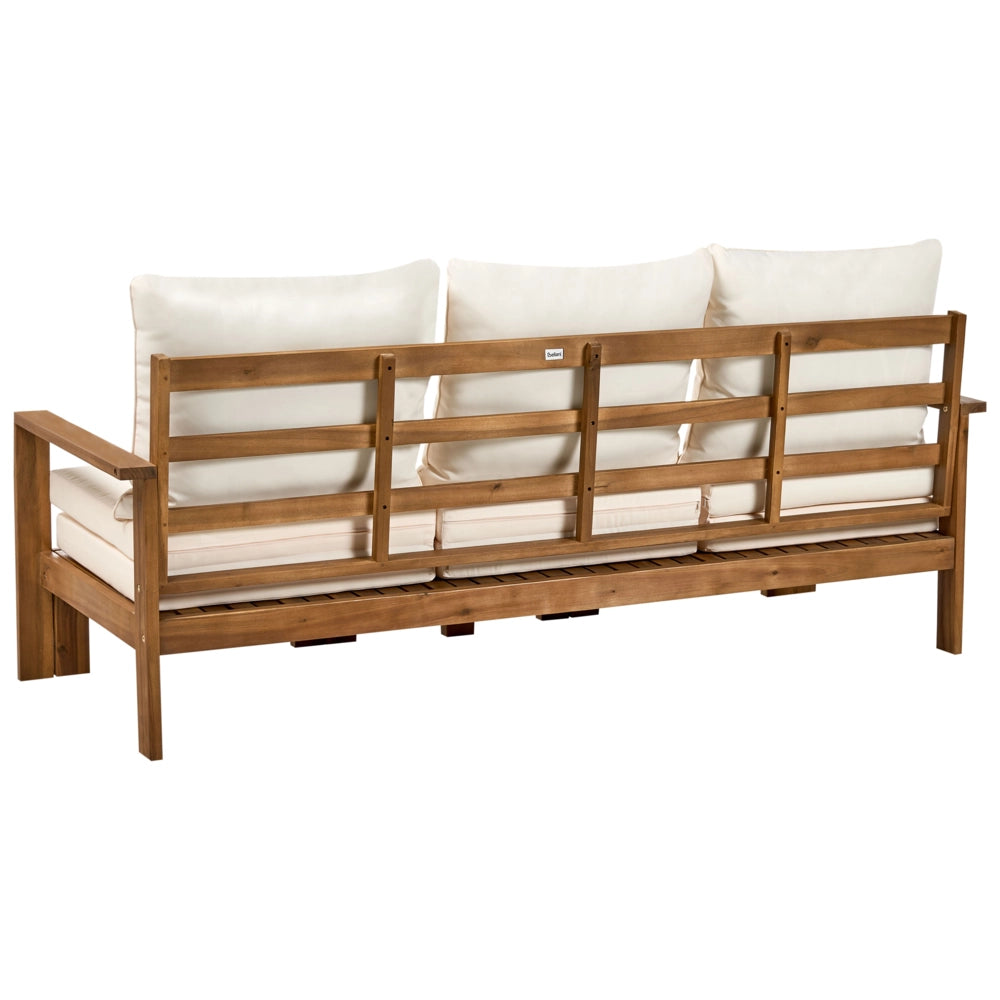 Panca da giardino in legno d'acacia 190 cm trasformabile per esterni con cuscini beige chiaro stile moderno