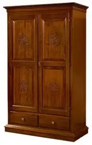 Armadio Verona in legno arte povera noce scuro decorato a mano