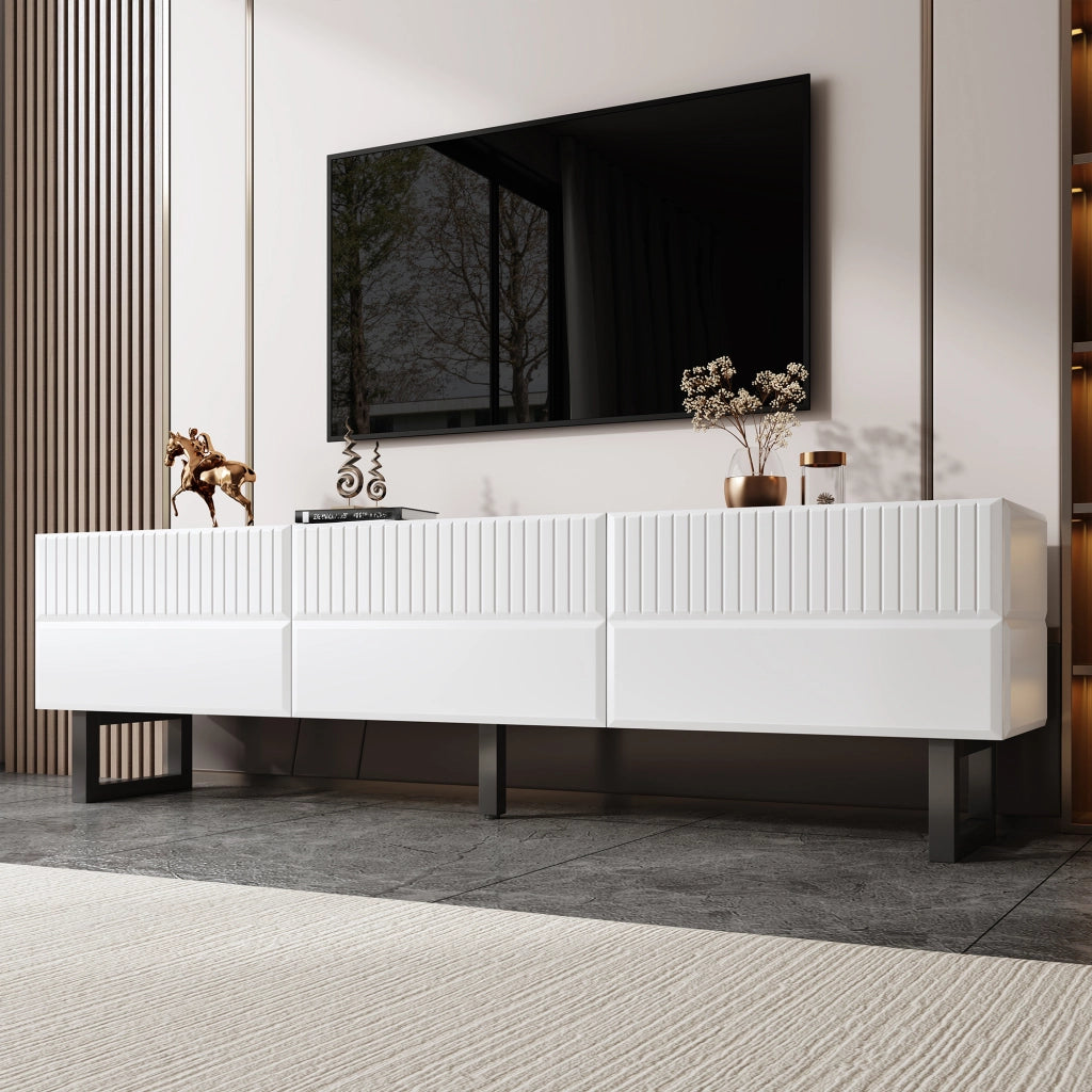 Mobile porta tv 170 cm bianco e nero，mobile tv basso con 3 cassetti