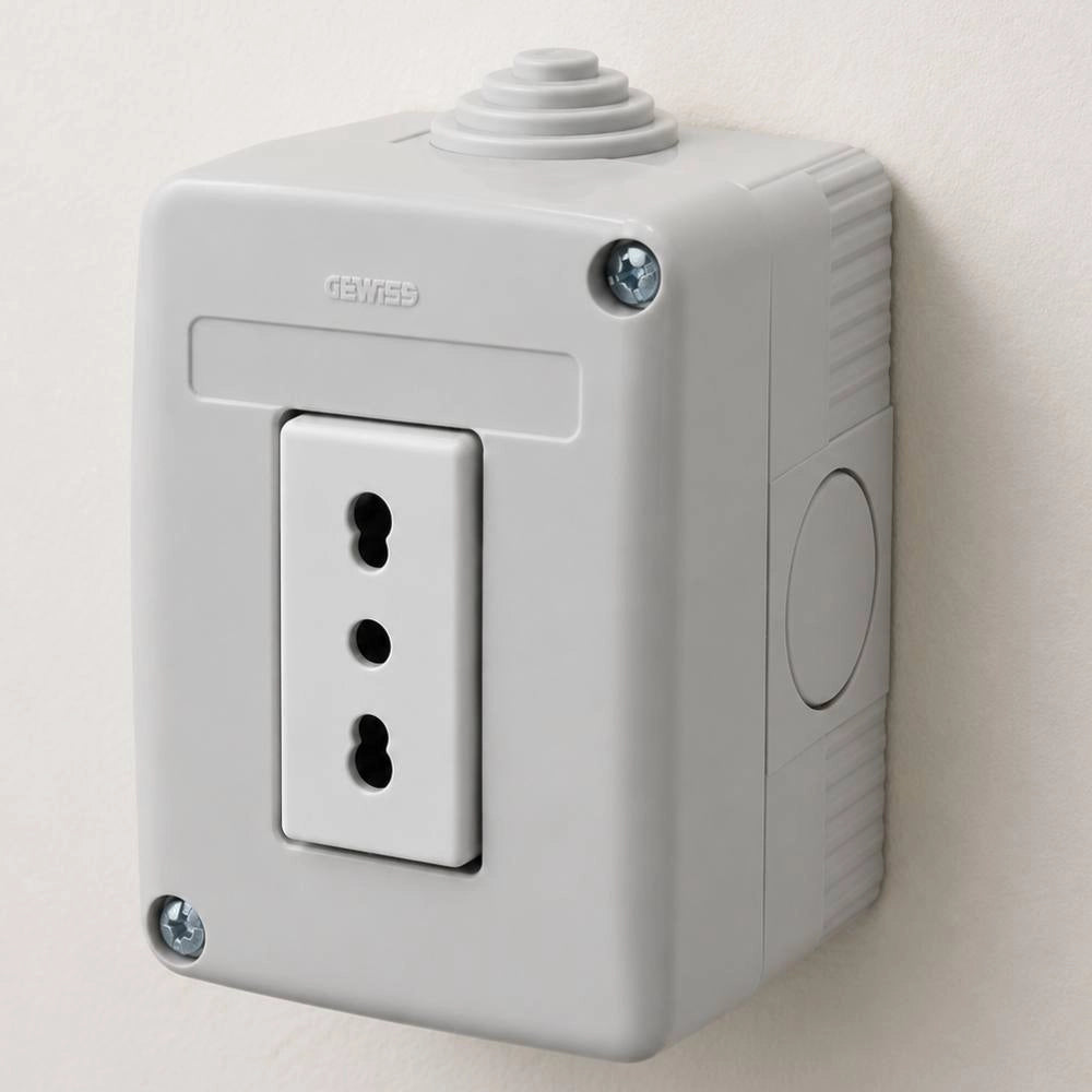 Presa bipasso 2p+t 10/16a 250v con contenitore da parete ip40