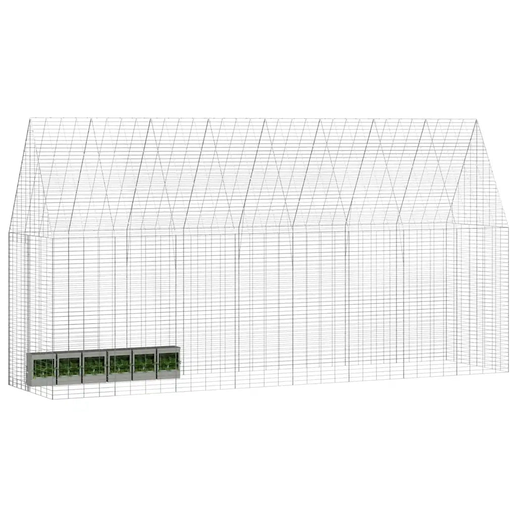 Gabbia per Conigli Argento 400 x 100 x 210 cm Acciaio zincato