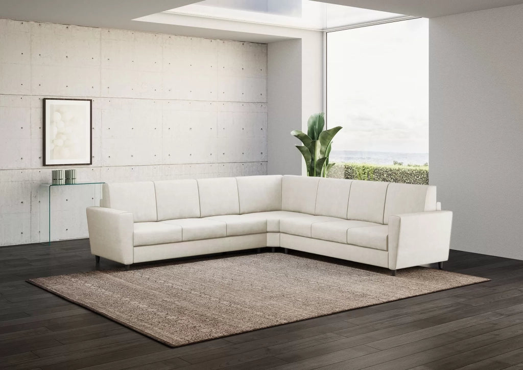 Divano yasel 3 posti  (tre sedute da 60cm) + angolo + divano 3 posti (tre sedute da 60cm) misure esterne l.288x288 | latte - Mobili 2G