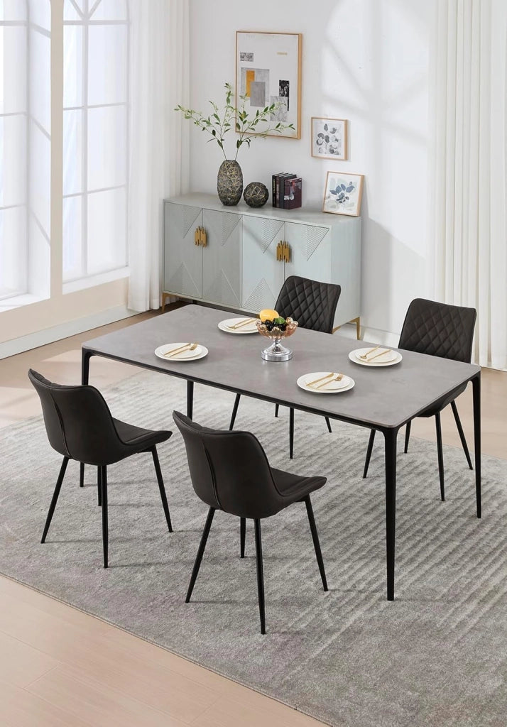 set di 6 sedie sala da pranzo sedie cucina moderne sedie imbottite Adatte per Sala Pranzo, Soggiorno, Camera da Letto Estetica in Ecopelle Antracite Metallo BH210an-6