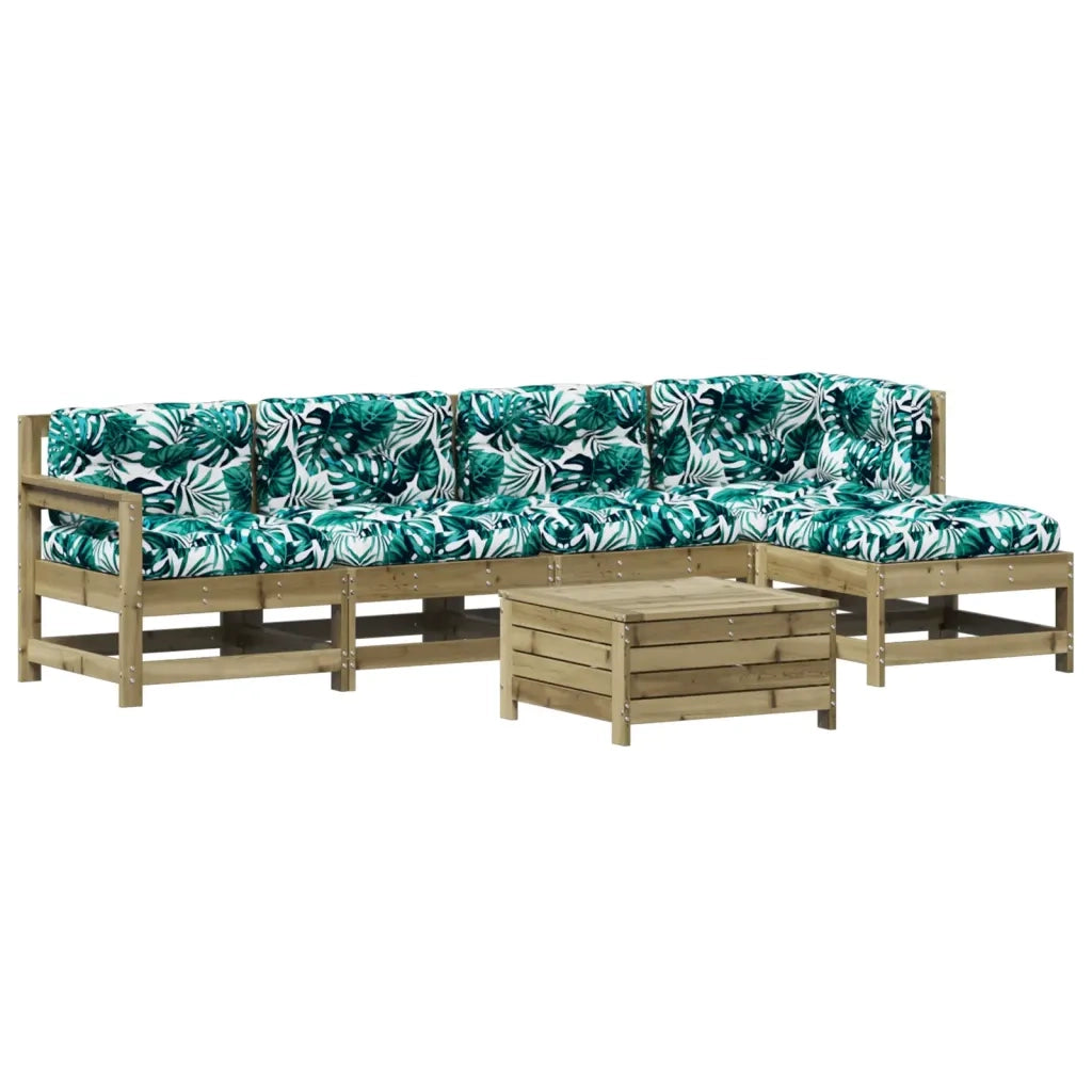 Set Divani da Giardino 6pz con Cuscini Legno Impregnato di Pino 3250983