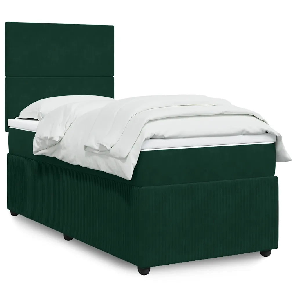 Giroletto a Molle con Materasso Verde Scuro 100x200 cm Velluto