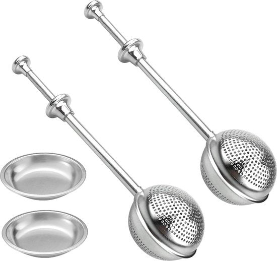 2 pezzi - Theezeef a vite - inclusi dischi di sicurezza - Per tazze - Inox 304 - Theezeef a forma di pallina - Thee eiettore in Inox - Filtro per il the - Theezeef libero - Thee eiettore per the libero