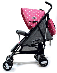 Passeggino Leggero per Bambini Pieghevole con Borsa Nemo Rosa con Stelle