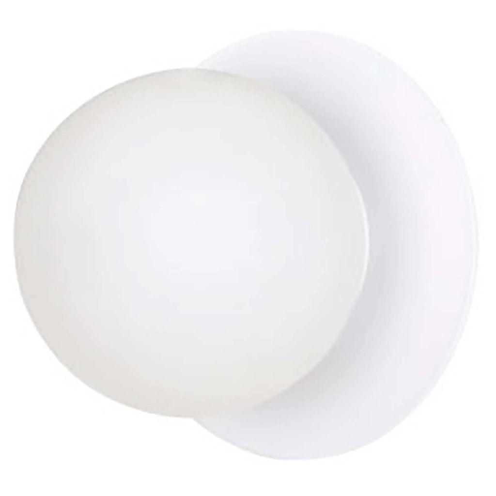 Applique 1 Luce Inari In Acciaio Bianco E Sfera In Vetro Opalino