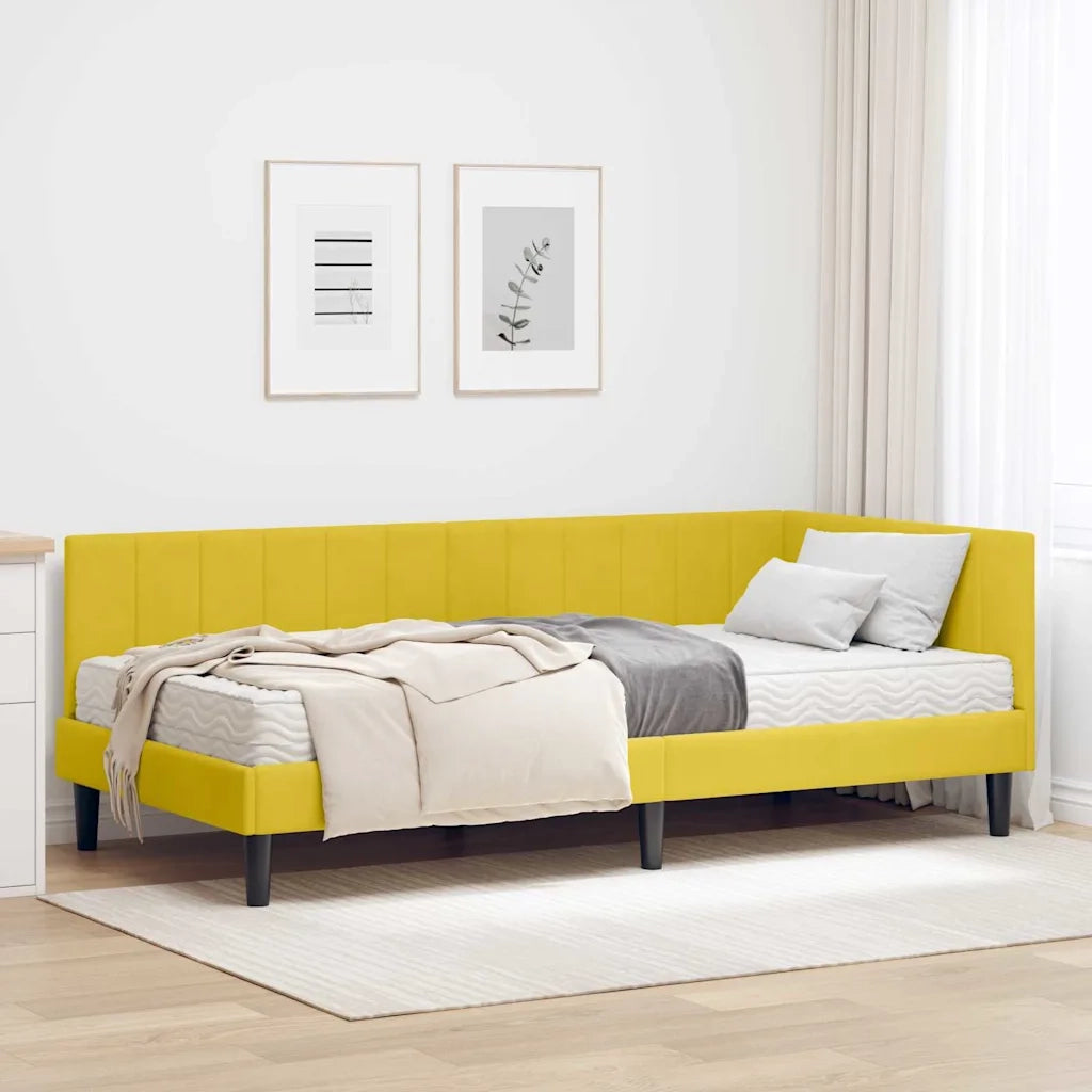 Struttura Letto Angolare con Materasso 2 pcs Giallo Velluto