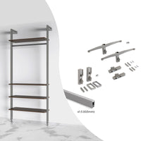 Kit Supporti per Mensole e Appendiabiti in Legno e Alluminio Emuca Zero Grigio Pietra