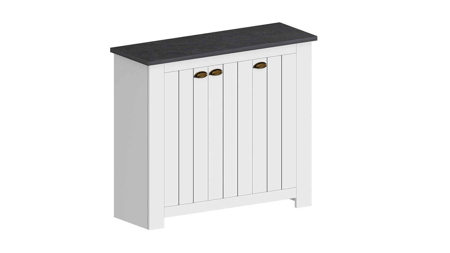 Scarpiera 3 Ante 114x42x100 cm Figo 3A Bianco Opaco/Report Grigio