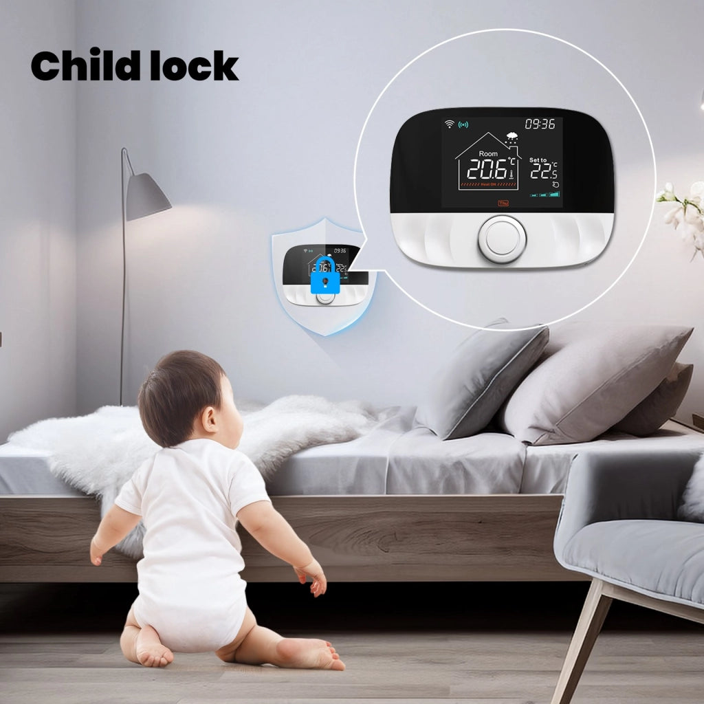 Termostato WIFI + RF Protocollo WIFI 2.4G + RF 433MHZ TUYA, Smart Life Riscaldamento Caldaia a Gas,Riscaldamento Pavimento Con Acqua 5A 95-240V 50/60Hz IP20