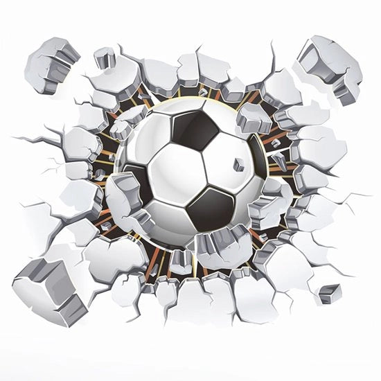 Sticker per parete 3D bambino calciatore nero/bianco (50x40 cm) I Sticker per parete camera da letto bambino calciatore poster sportivo I Sticker per parete camera da letto decorazione bambino ragazzo ragazza dekorazione per la porta COOL