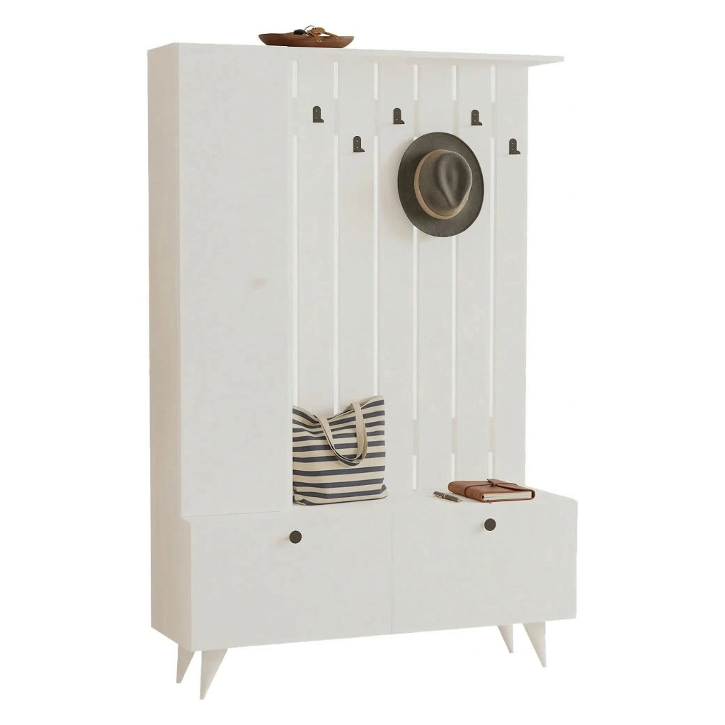 Aiello, Mobile da Ingresso Appendiabiti, 112x35x170h cm Bianco