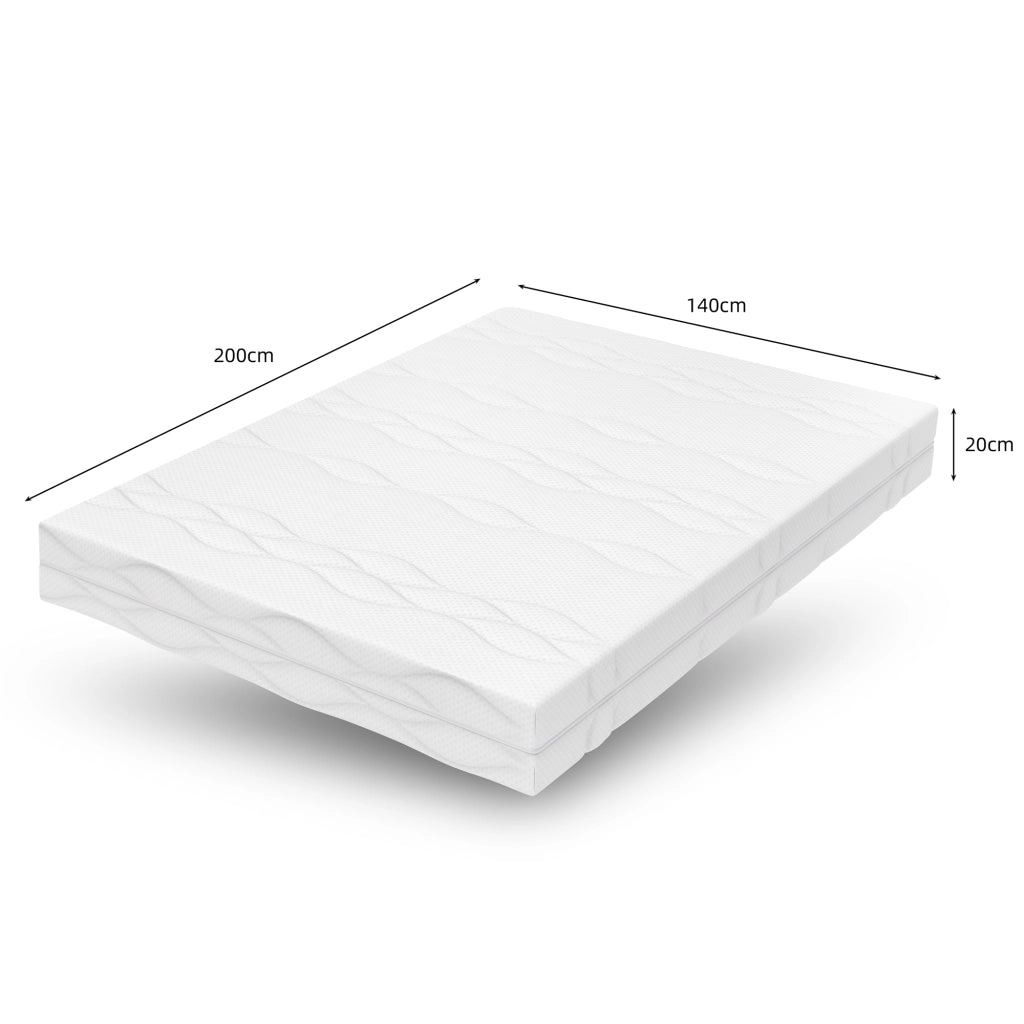 Materasso a molle insacchettate con rivestimento sfoderabile e lavabile in schiuma e molle per camera da letto bianco e grigio