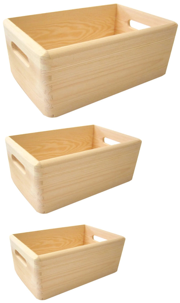 SET DI 3 CASSETTE PORTATUTTO ALBERIAMO IN LEGNO DI ABETE
