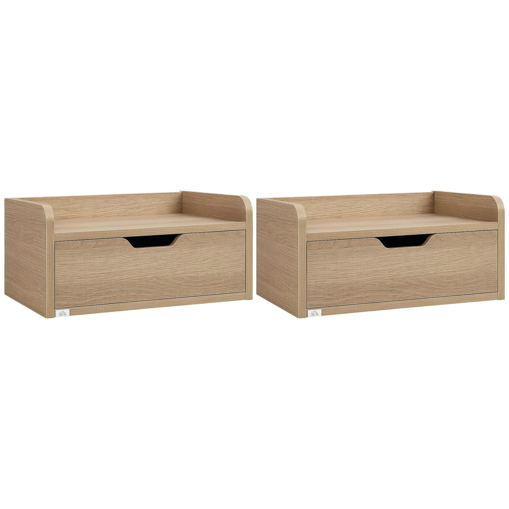 Comodino da parete con cassetto ¨C Xylo ¨C legno naturale 40x30x19,5 cm
