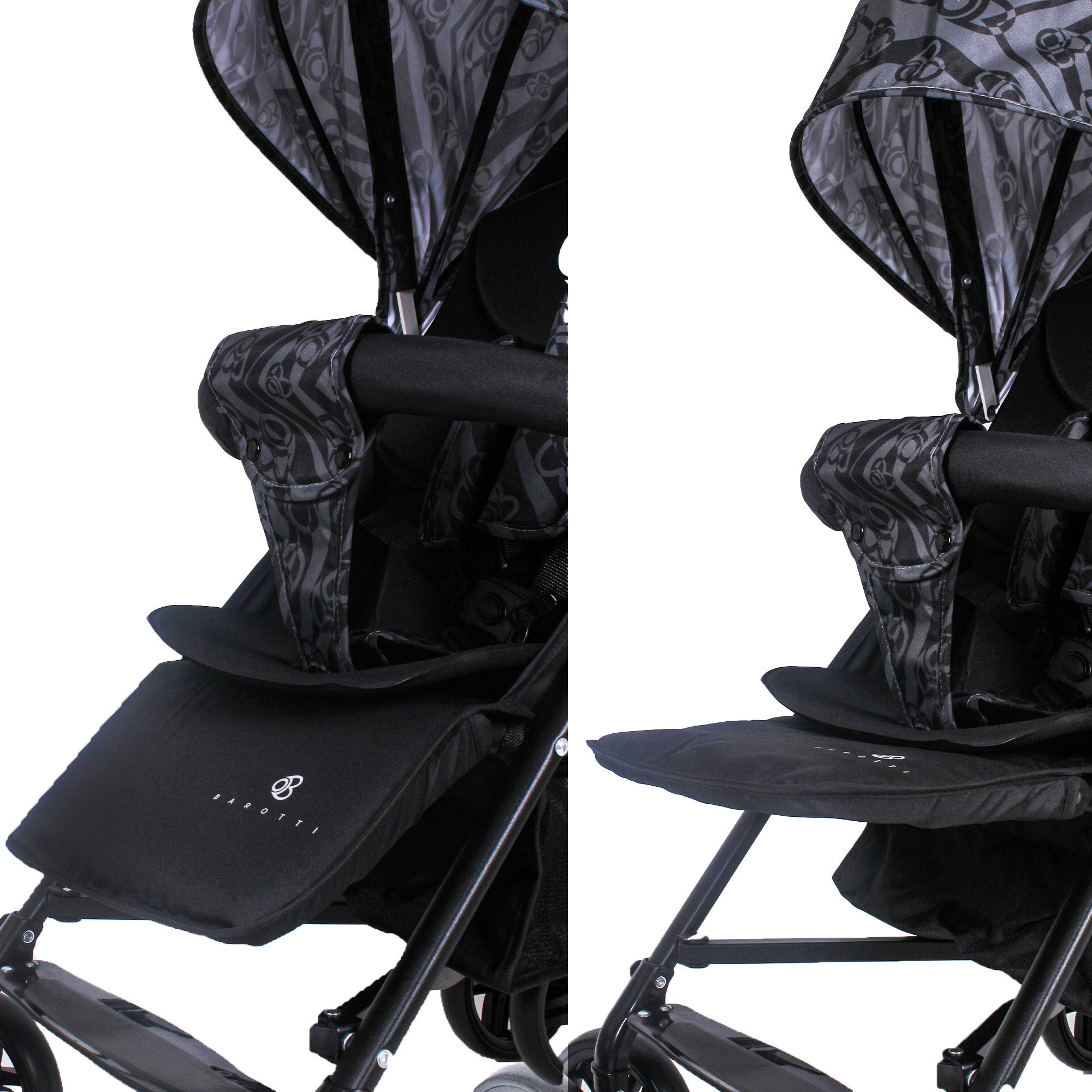 Passeggino Pieghevole per Bambini Barotti Zoom Nero/Grigio