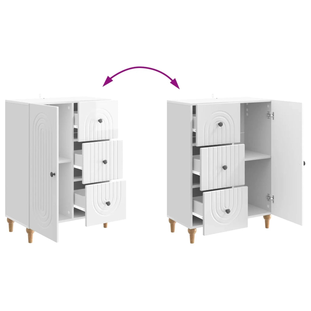 Credenza Bianco Lucido 66 x 34,5 x 90 cm Legno ingegnerizzato