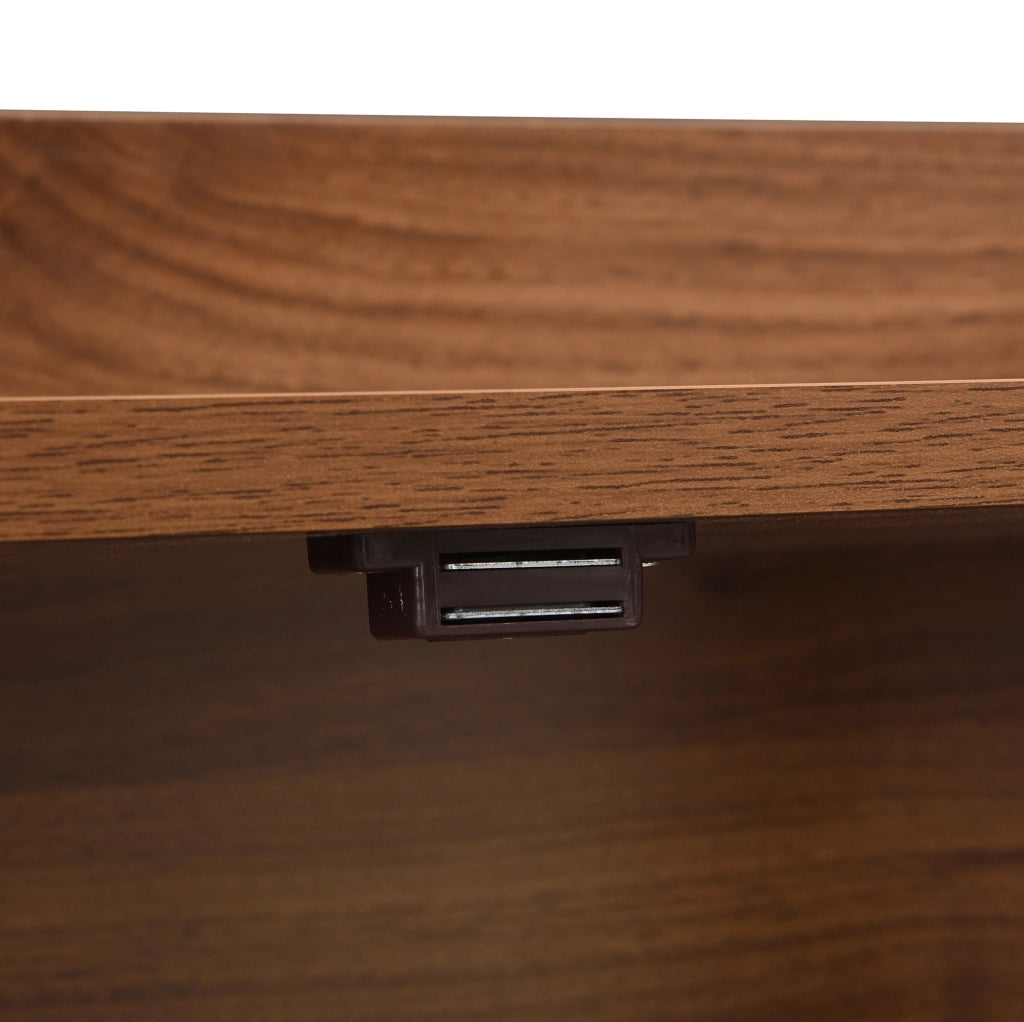 Scarpiera da ingresso con ante a scanalature e vano aperto 80x35x105 cm; noce