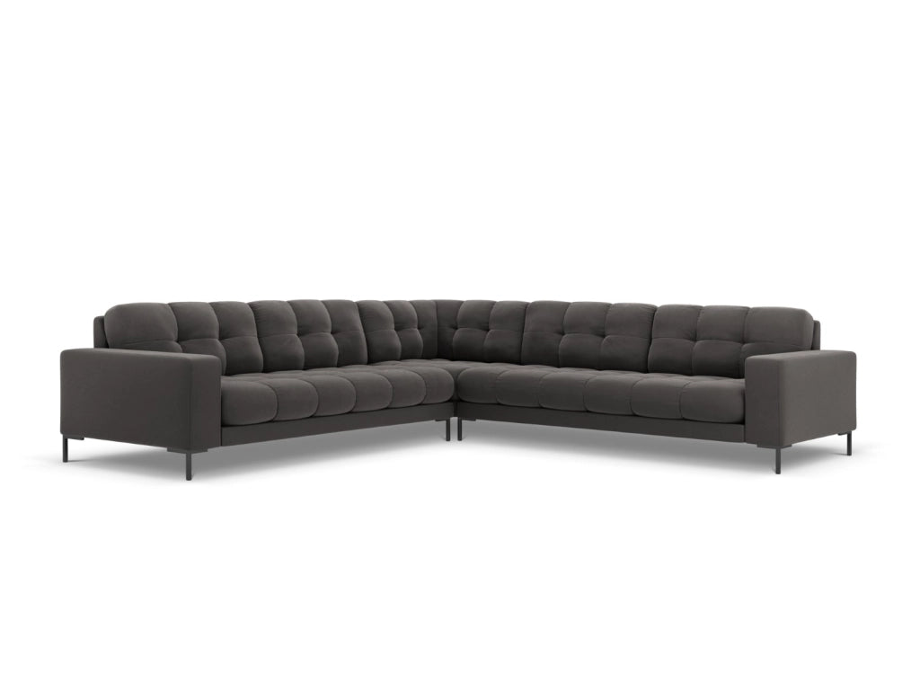 Cosmopolitan Design - Divano angolare reversibile "Bali" 6 posti in velluto grigio scuro 
