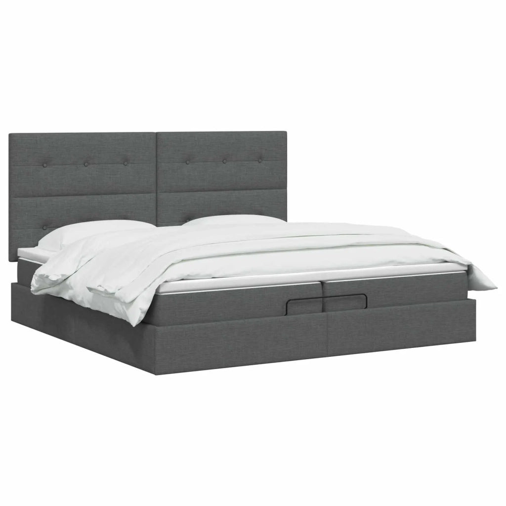 Letto Ottomano con Materasso e LED Grigio Scuro 200 x 200 cm 3458098
