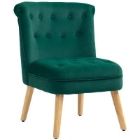 Poltrona per Salotto in Velluto con Seduta Imbottita e Trapuntata a Bottoni, 60x66x79 cm, Verde