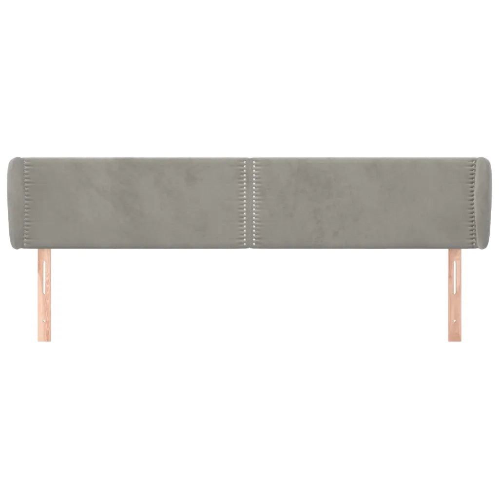 Testiera | Testata ad Orecchio Grigio Chiaro 203x23x78/88 cm in Velluto
