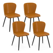 IDMarket - Set di 4 sedie ISAURE marroni con cuciture e gambe in metallo nero
