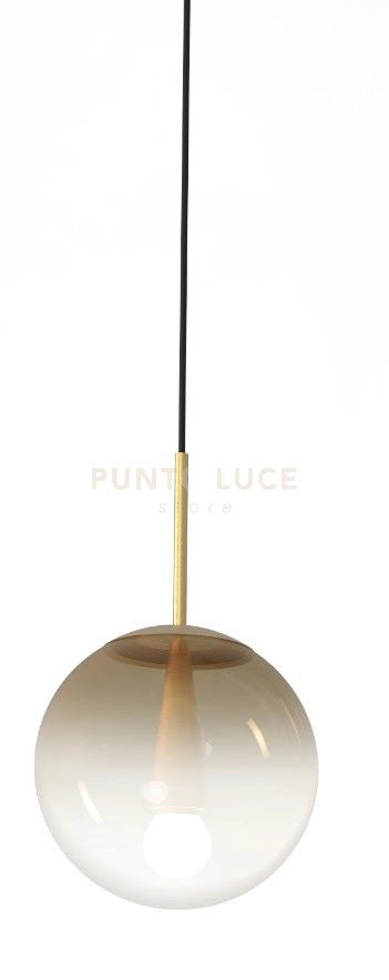 EVA-45 BR ampadario a sospensione in vetro 1 luce bronzo d.45cm cavo in tessuto attacco E27 senza base