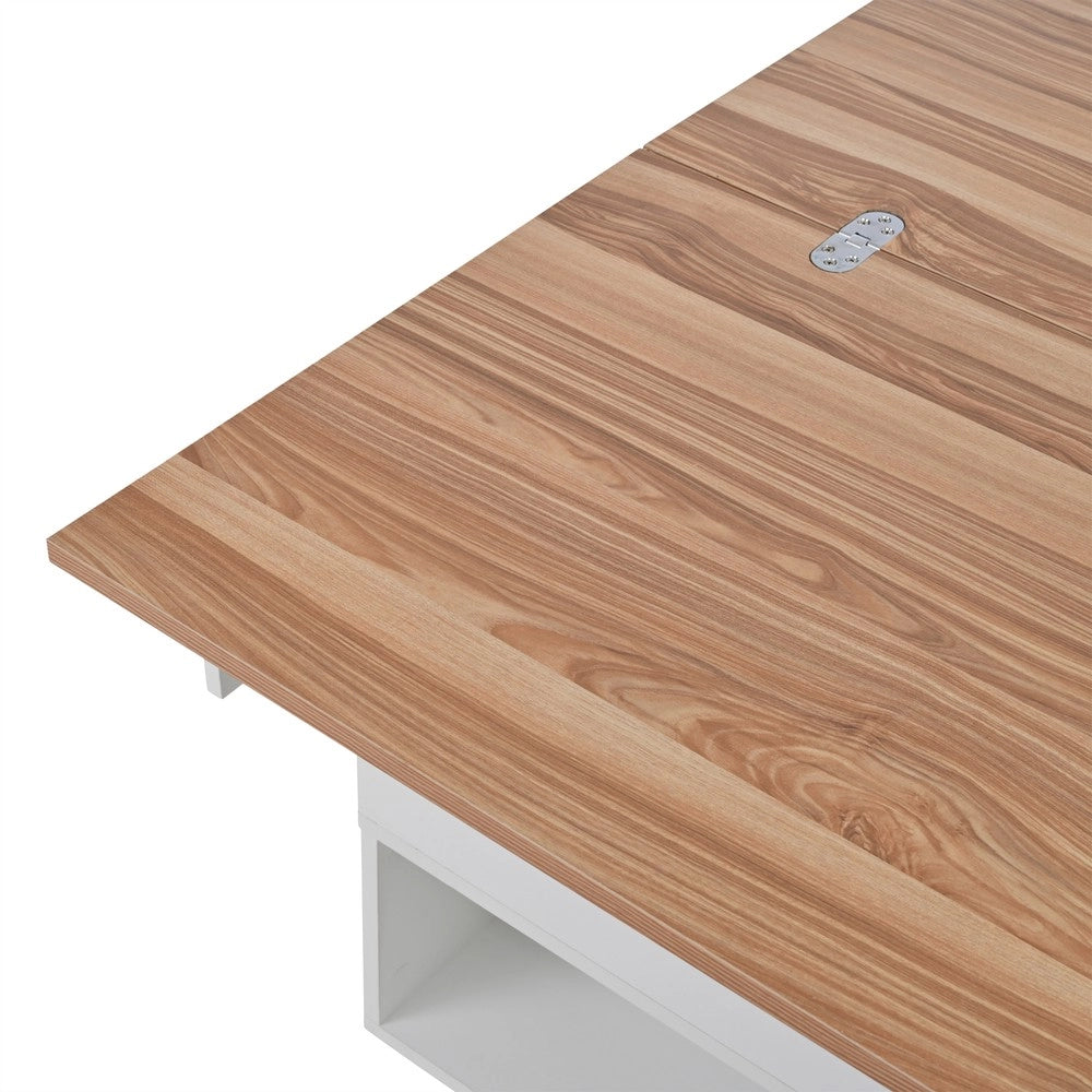 Tavolino da Caff¨¨ Sollevabile con 4 Cassetti e Ruote ¨C MINIMAL ¨C Bianco/Legno, 100x50x52