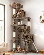 Sistema per Gatti in Rame Alto 178 cm - Lettino per Gatti - 2 Grandi Case per Gatti - Piattaforma Coperta - Angolo Stabile - Rampino in Sisal - Adatto per 3-5 Grandi Gatti - Albero per Gatti