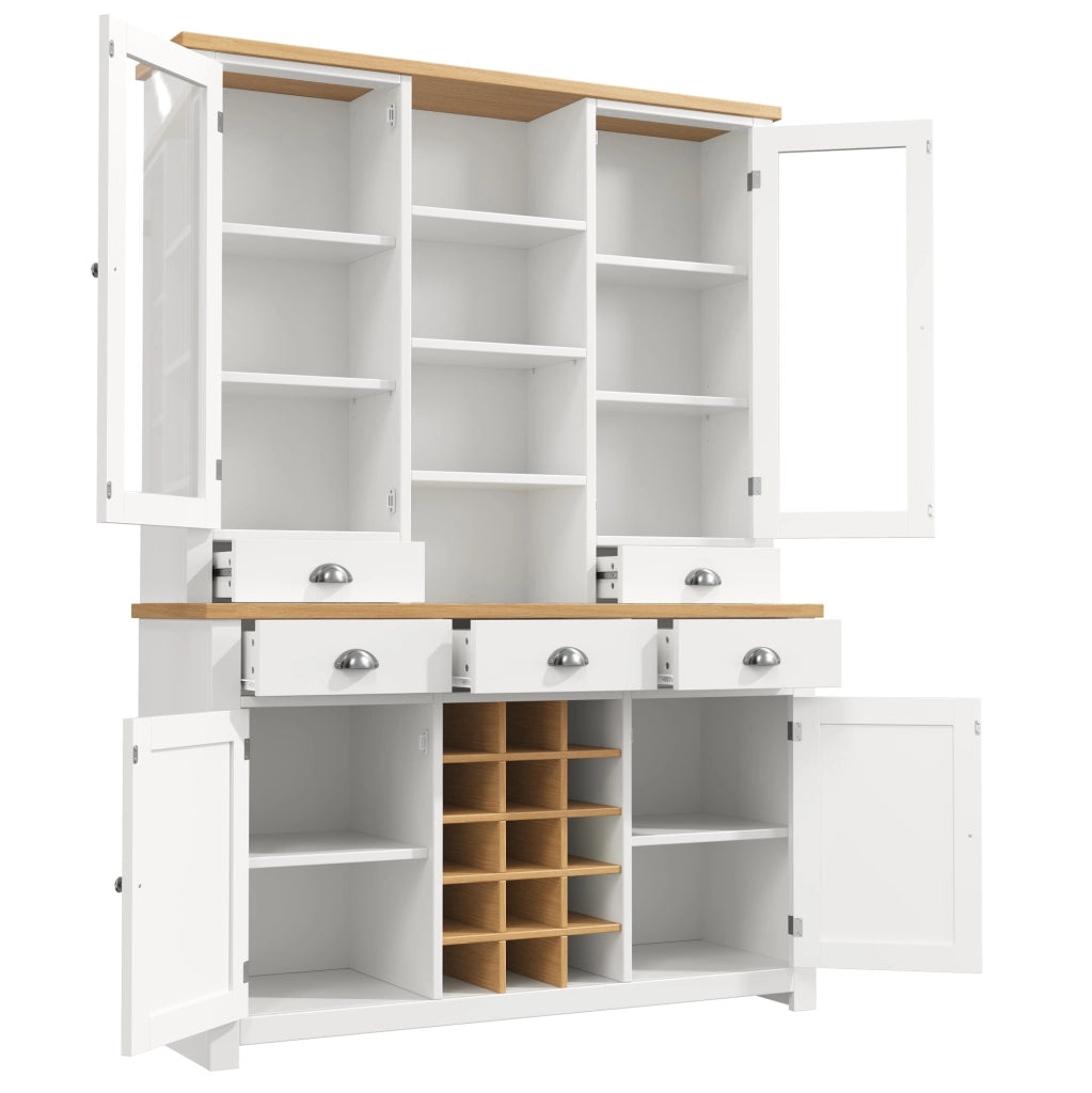 Mobile alto 120x40x185 cm con anta in vetro e chiusura soft close in MDF e metallo; bianco