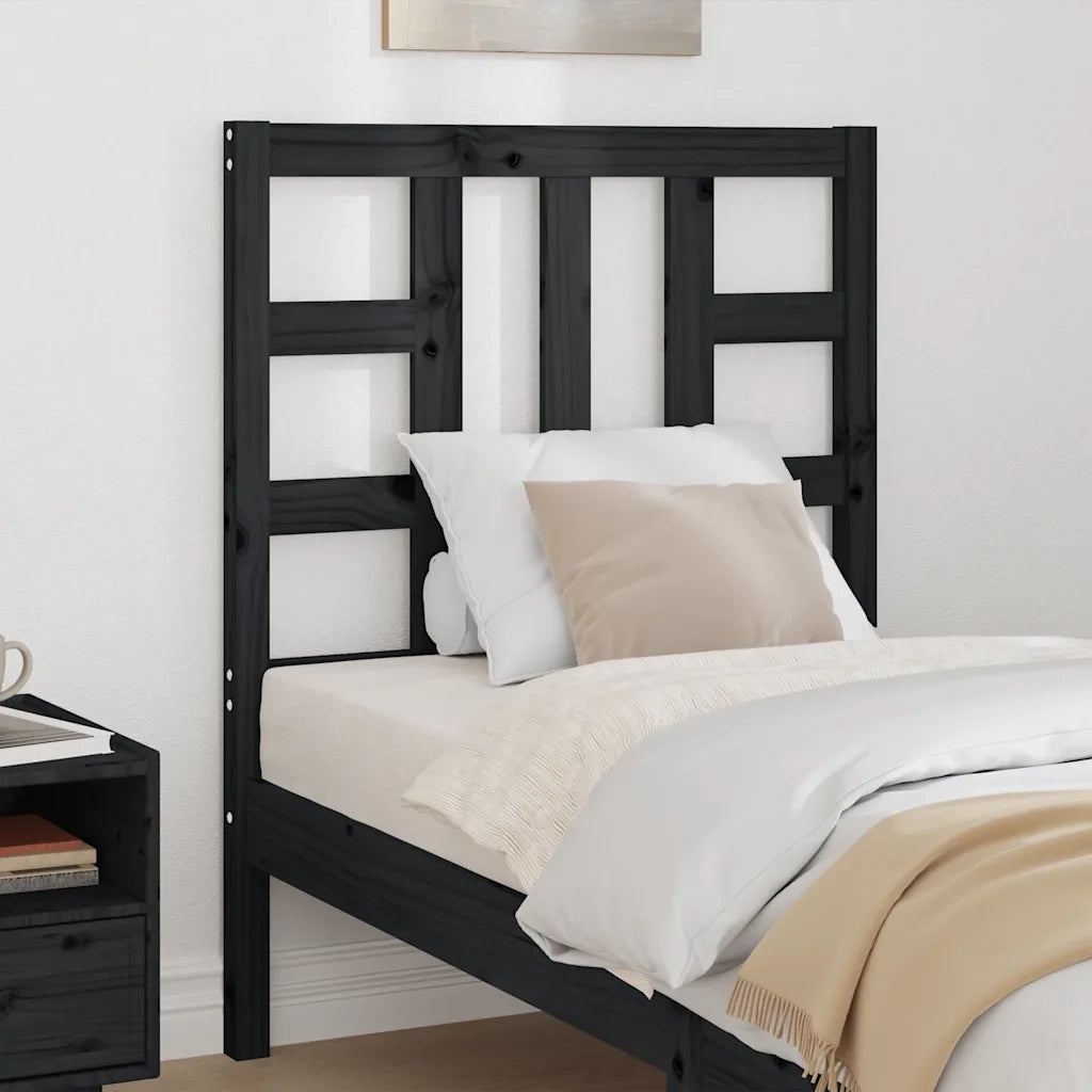 Testiera per Letto Nera 81x4x100 cm in Legno Massello di Pino cod mxl 37819