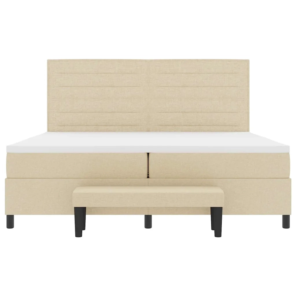 Letto a molle con materasso Crema 200 x 200 cm Tessuto 3344021